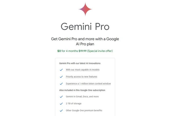 Gemini Pro - $0 for 4 months