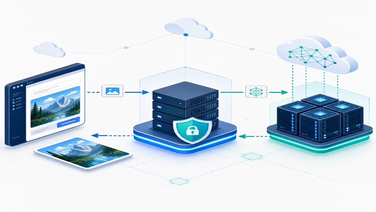 自建 API 中转站接入图片生成模型的架构示意图